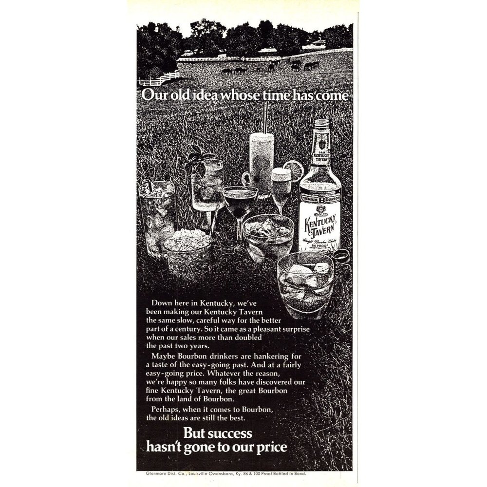 Kentucky Tavern Bourbon Vintage Print Ad Horse Pasture White Fence Wall Art